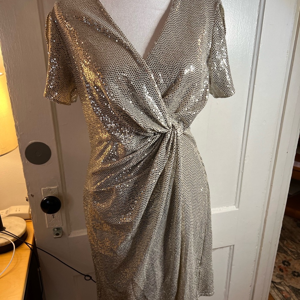 Glamorous Silver Sequin Midi Dress